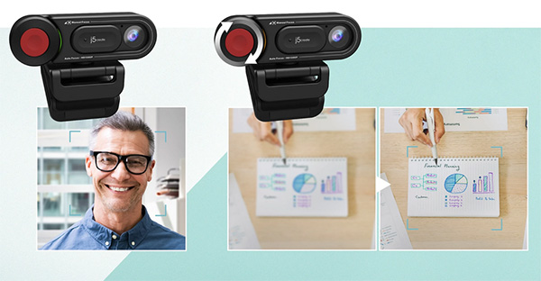 j5create JVU250 USB HD Webcam with Auto & Manual Focus Switch - Desktop Overview 3