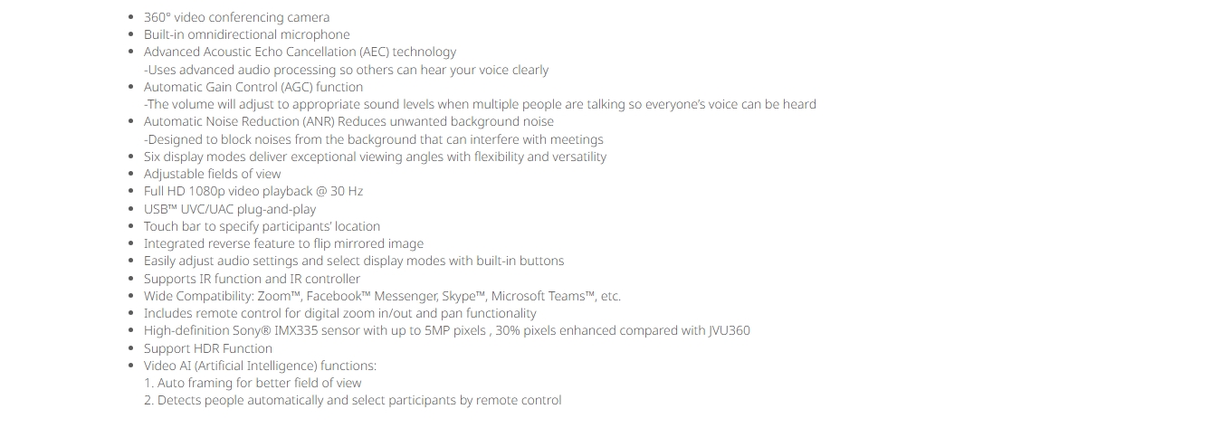 j5create JVU368 360? AI-Powered Video Conference Camera & Speakerphone
