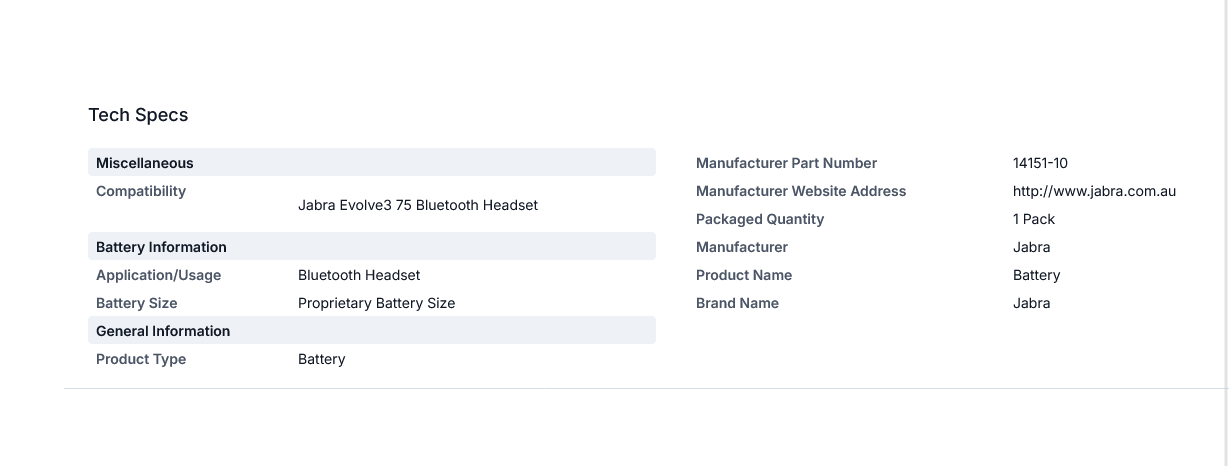 Jabra Evolve3 75 Battery Pack - 1 Set