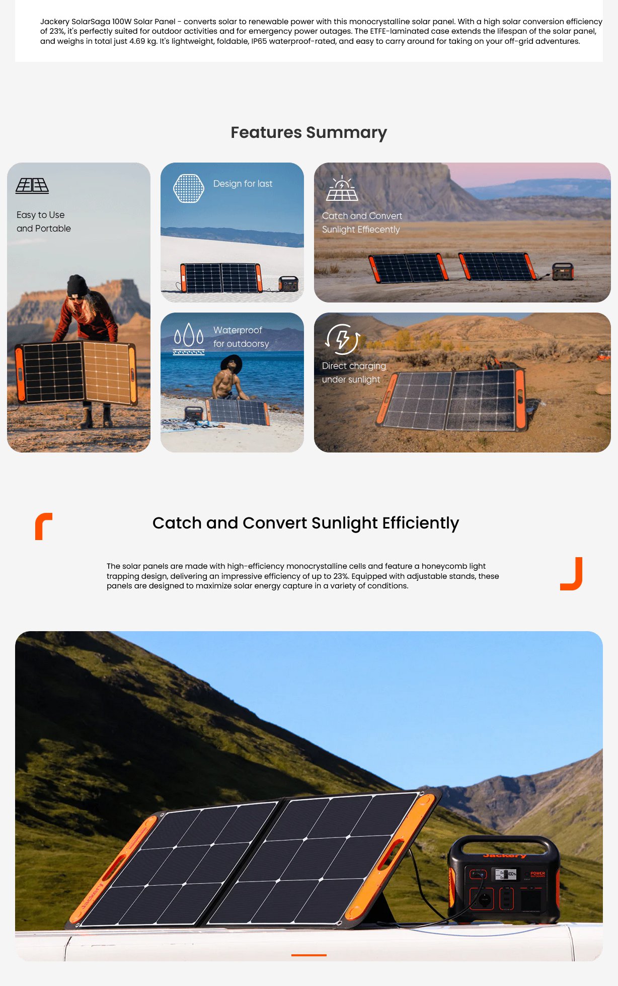 Jackery SolarSaga 100W Portable Solar Panel - SS100 | Mwave