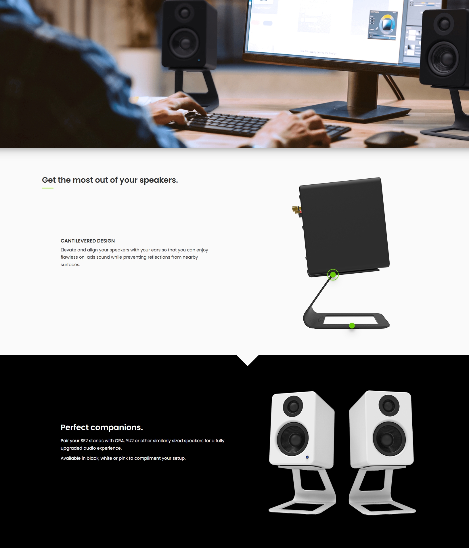 Kanto SE2W Elevated Desktop Speaker Stands - Pair - White