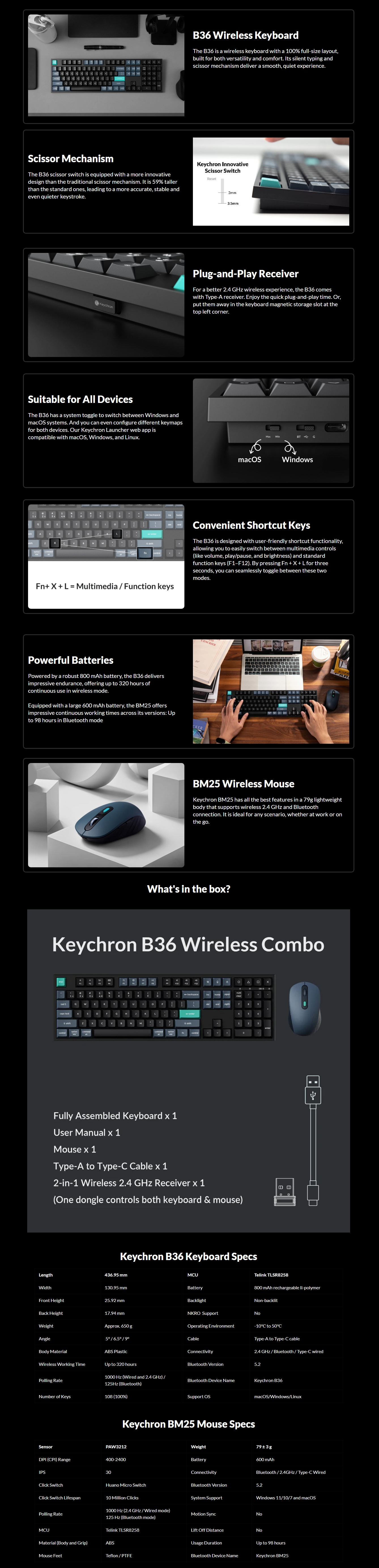 Keychron B36 Keyboard and BM25 Mouse Wireless Combo