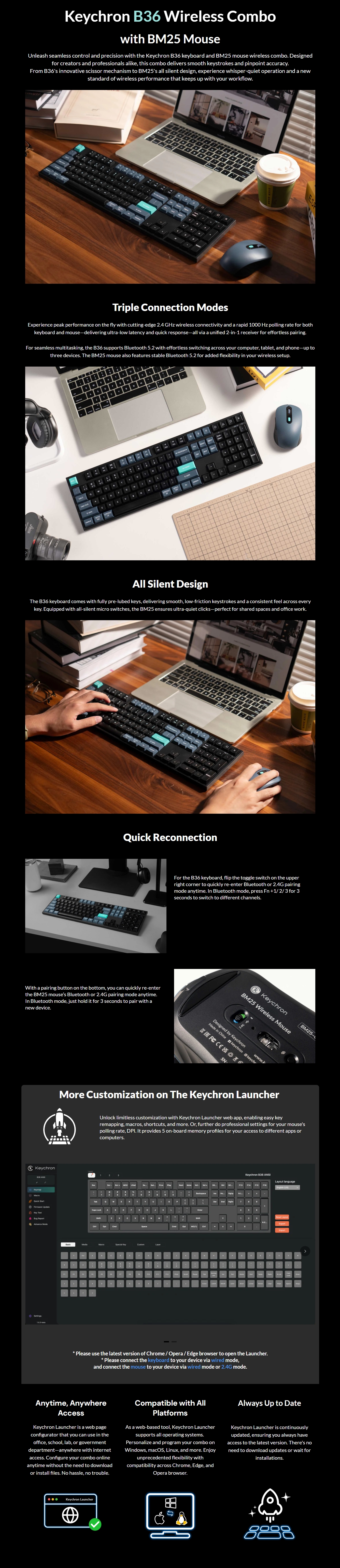 Keychron B36 Keyboard and BM25 Mouse Wireless Combo