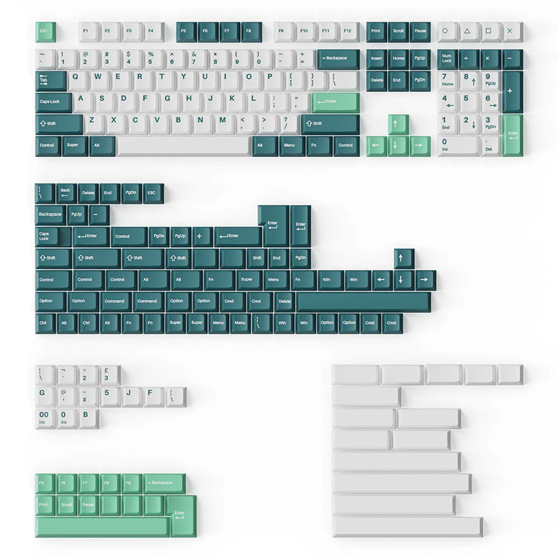 Keychron Cherry Profile Doubleshot PBT Full Set Keycaps White & Mint