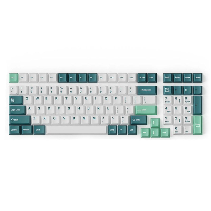 Keychron Cherry Profile Doubleshot PBT Full Set Keycaps White & Mint