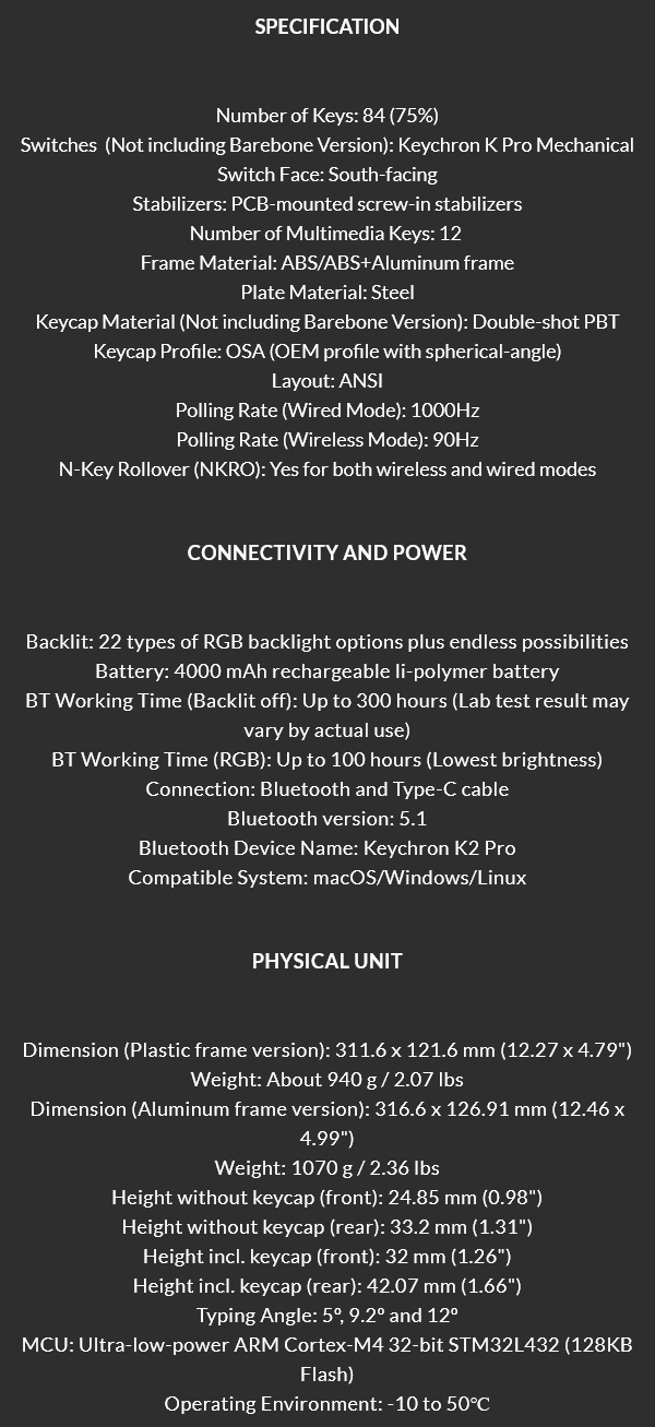 Keychron K2 Pro Wireless Hot-Swappable RGB Aluminium Keyboard - K Pro Red - Desktop Overview 13