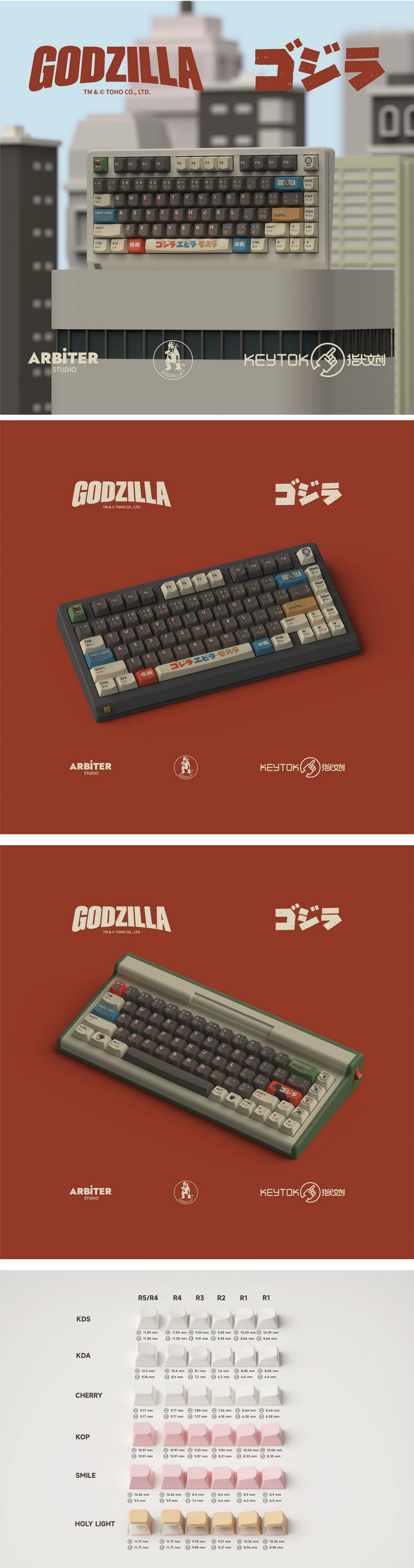 KeyTok SMILE Profile Black Classic Godzilla Dye-Sub PBT Keyaps 173pcs Set