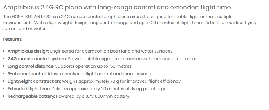 KFPLAN Amphibious RC Airplane Glider