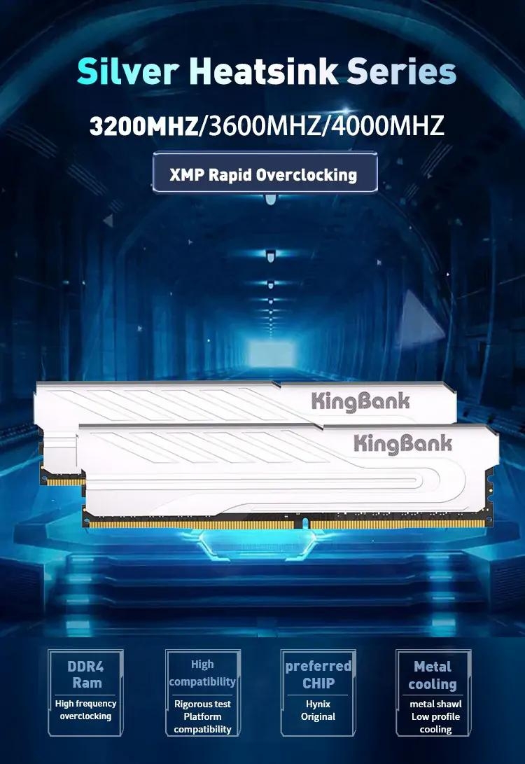 Kingbank 32GB (2x 16GB) DDR4 3200MHz Desktop Memory - Sliver