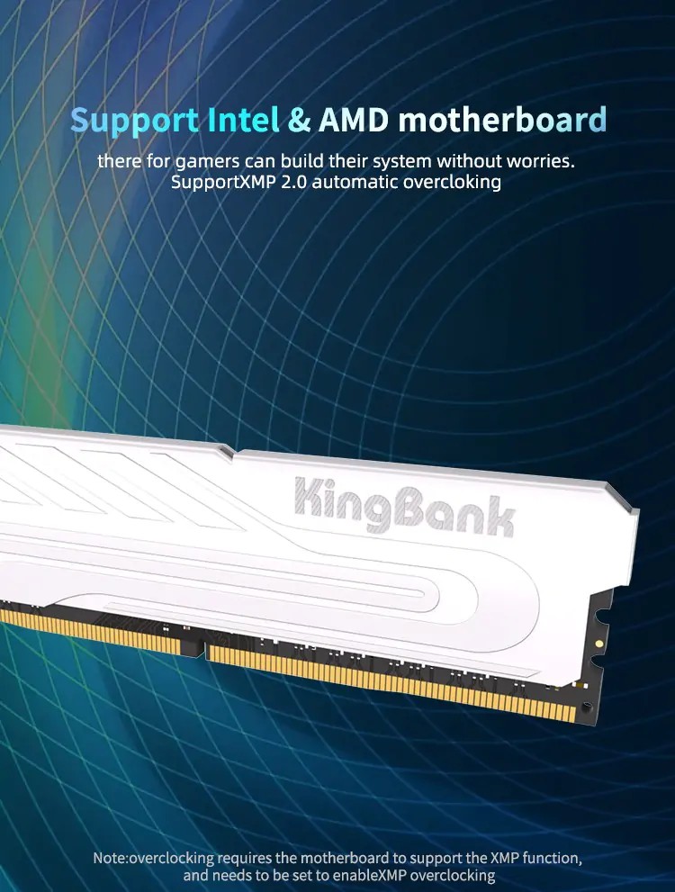 Kingbank 32GB (2x 16GB) DDR4 3200MHz Desktop Memory - Sliver - K5