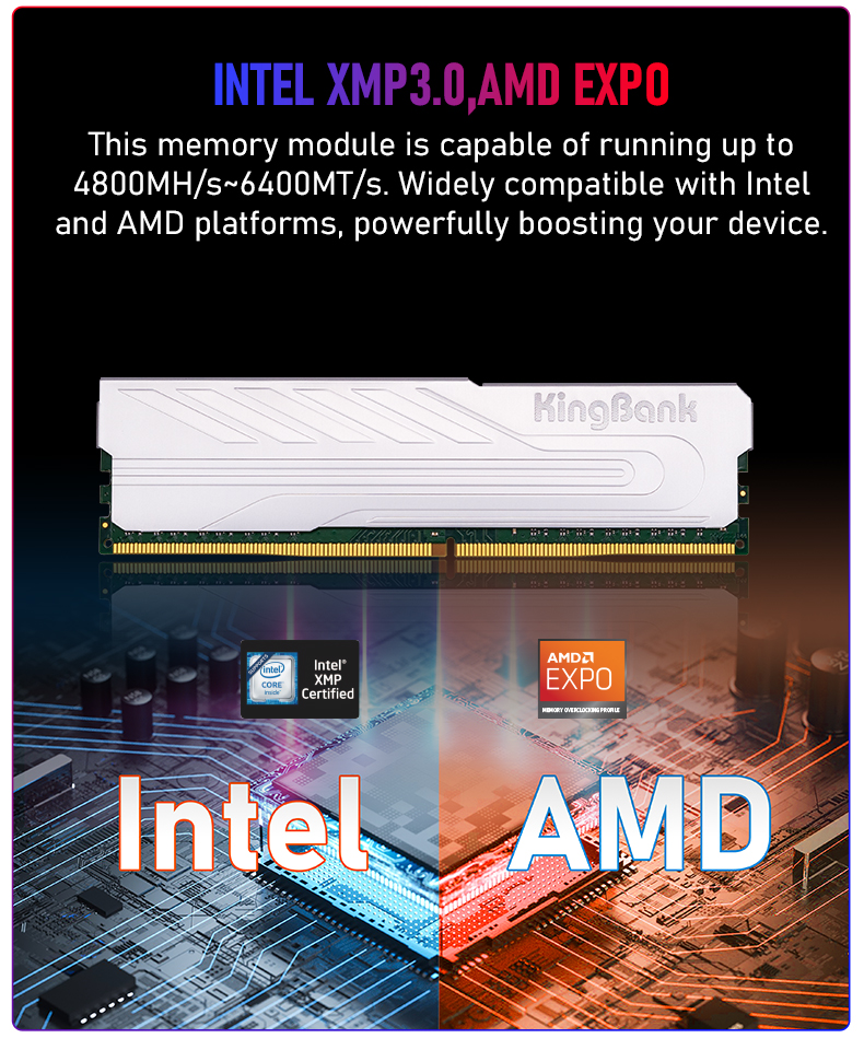 Kingbank 32GB (2x 16GB) DDR5 6000MHz C36 Desktop Memory - Sliver