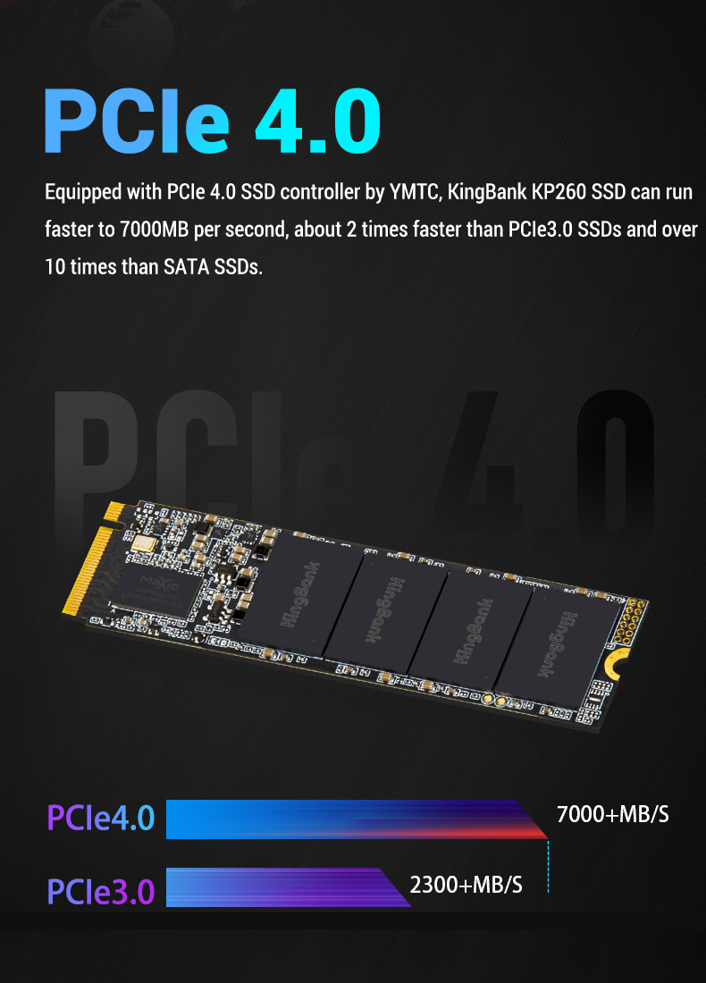 Kingbank KP260 Plus 1TB PCIe 4.0 NVMe M.2 2280 SSD - 7000/6500