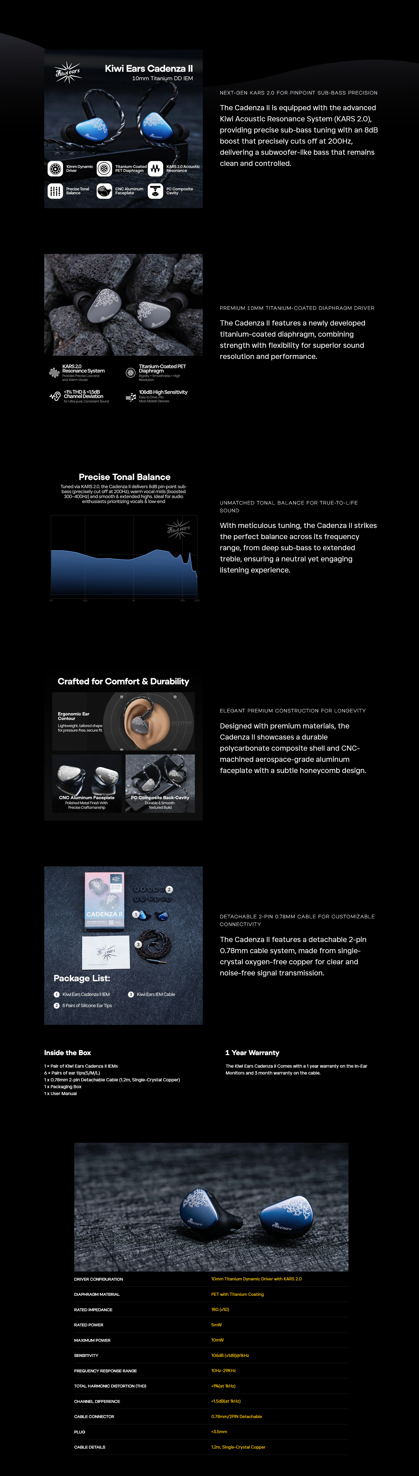 Kiwi Ears Cadenza II In-Ear Monitors Earphones - Blue