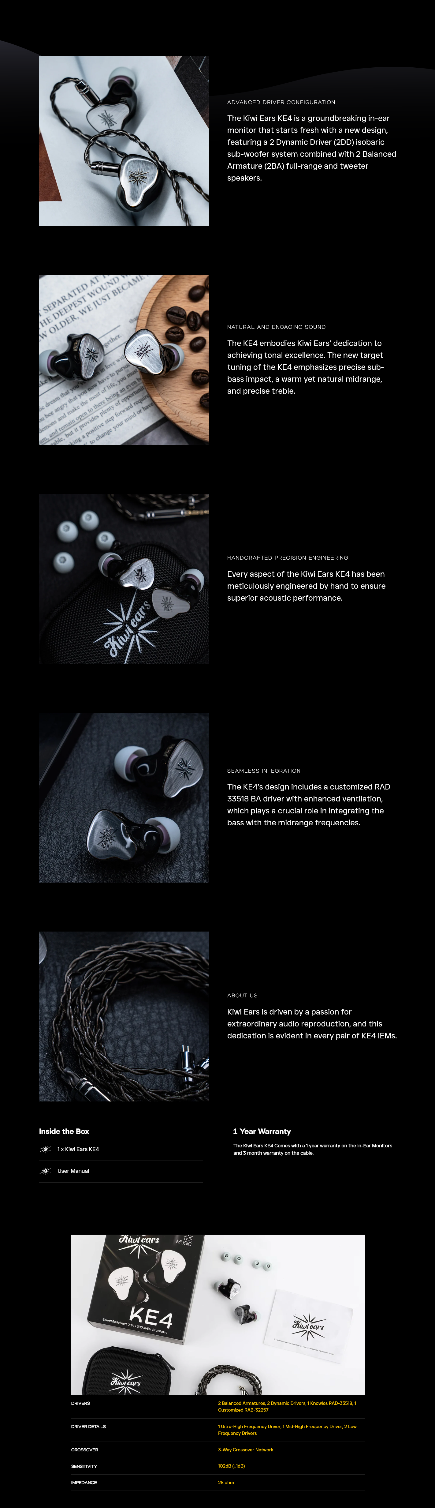Kiwi Ears KE4 Hybrid In-Ear Monitors Earphones