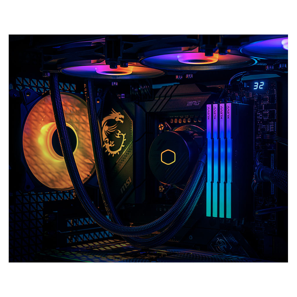 KLEVV Cras V RGB 64GB  2x32GB  6400MHz CL32 INTEL XMP 3.0 - AMD EXPO Ddr5 Heatsink Obsidian Black Ram Kd5bgua80 64a320g 2 Yil Birebir Degisim Garantili