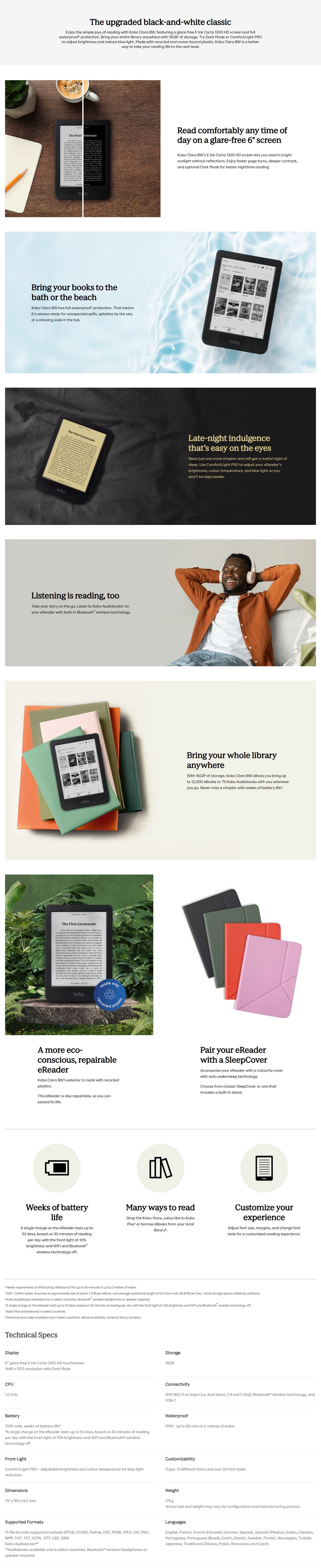 Kobo Clara Black & White eReader