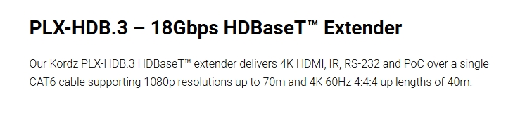 Kordz PLX 18Gbps 4K HDBaseT HDMI Extender Kit