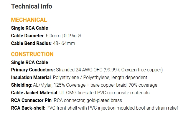 Kordz PRO3 2m 75 Ohm Single RCA Cable