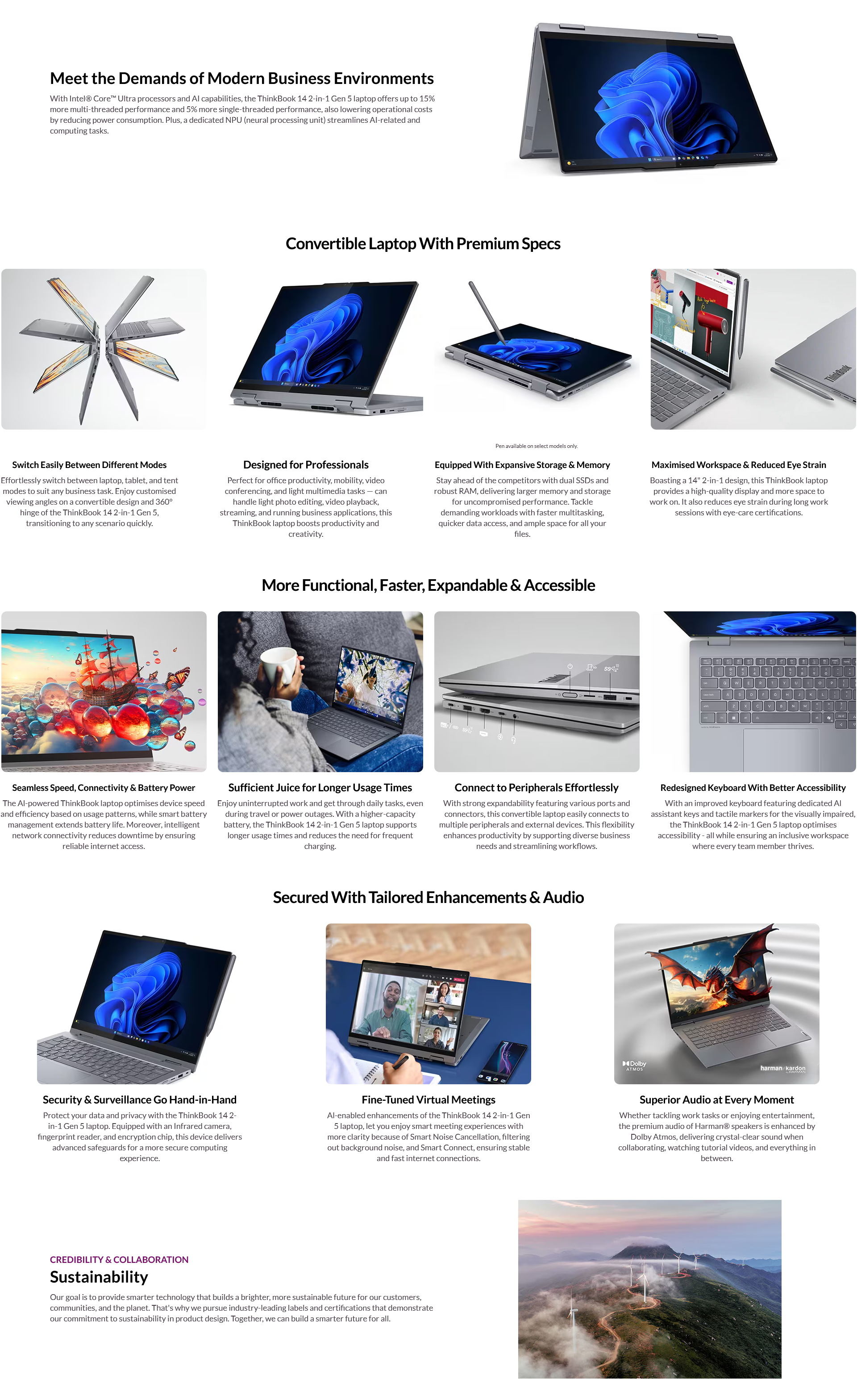 Lenovo Thinkbook 14 G5 14" WUXGA 2-in-1 Laptop - Core Ultra 7 32GB 512GB W11 Pro - Touch