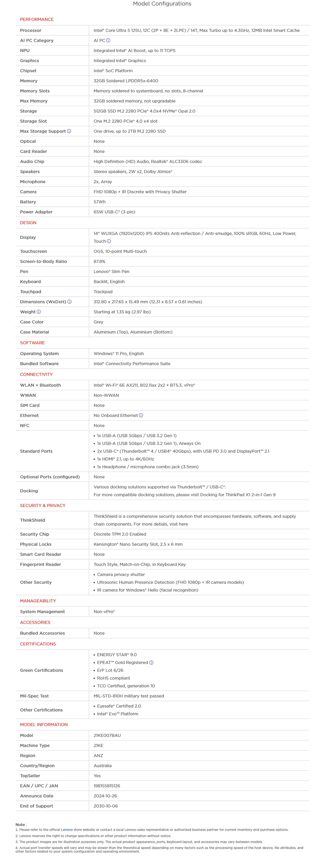 Lenovo ThinkPad X1 G9 14" WUXGA 2-IN-1 Laptop - Intel Ultra 5-125U 32GB 512GB W11 Pro - Touch