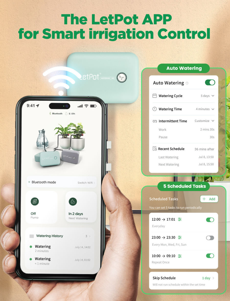 LetPot DI-3 SmartDrip Automatic Watering System w/ App Control - Green