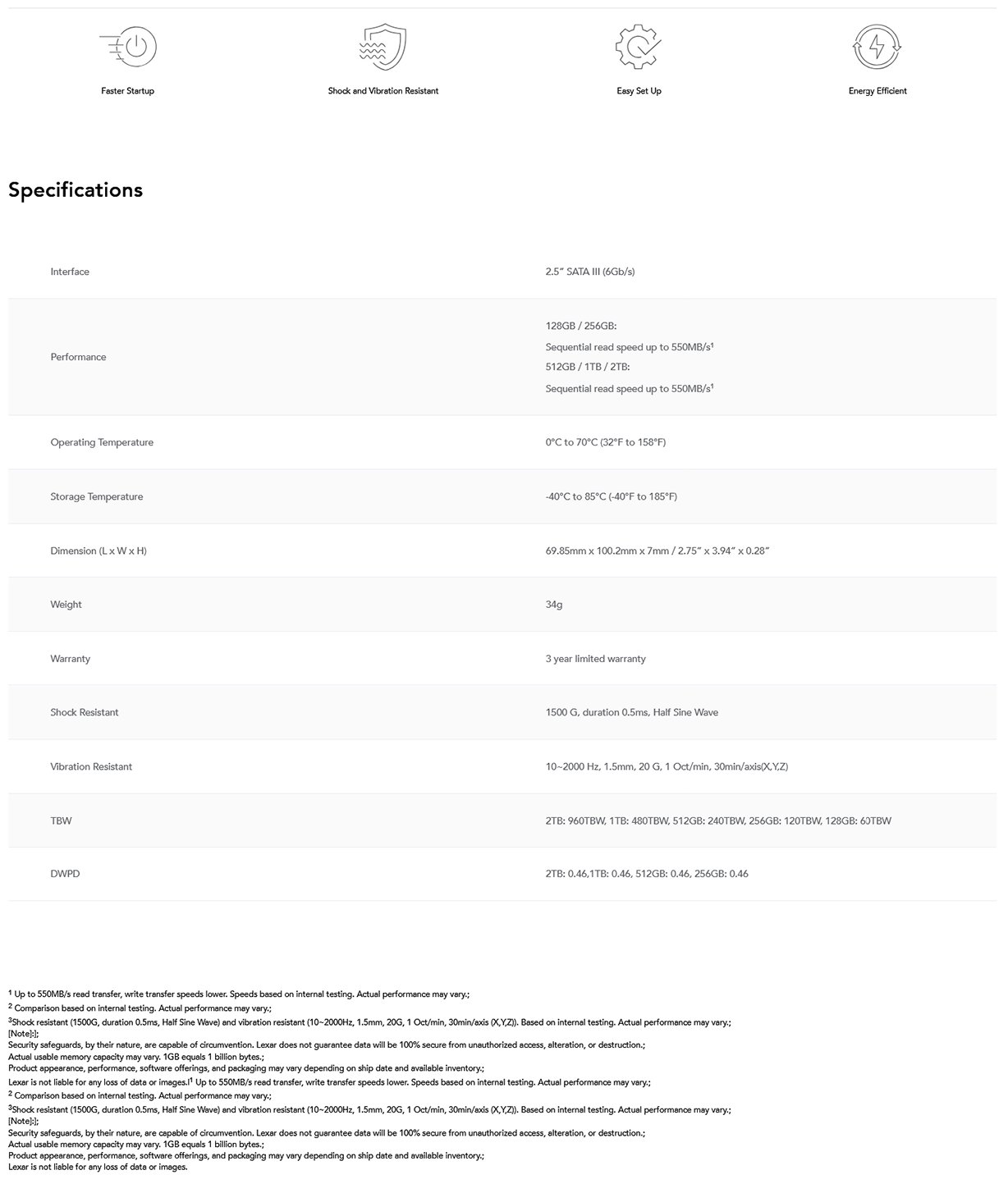 Lexar LNS100 128GB 2.5
