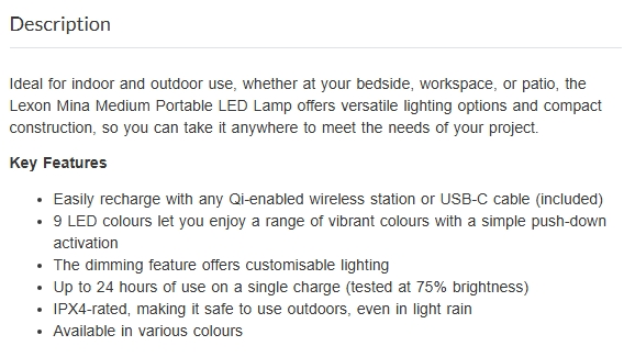 Lexon Mina M Medium Portable LED Lamp - Gunmetal