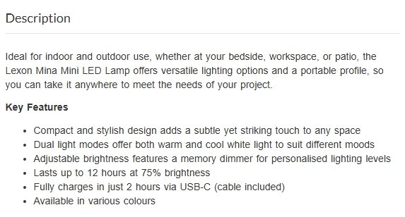 Lexon Mina Mini LED Lamp - Blue