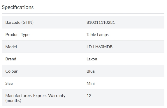 Lexon Mina Mini LED Lamp - Blue