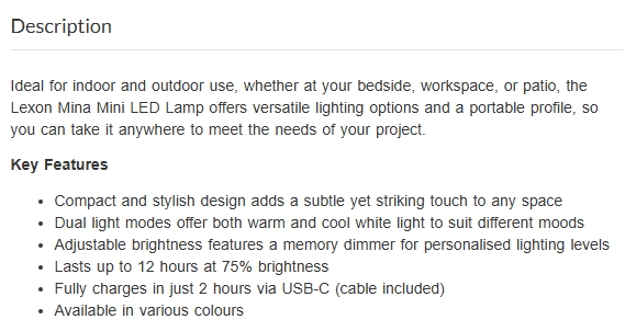 Lexon Mina Mini LED Lamp - Gunmetal