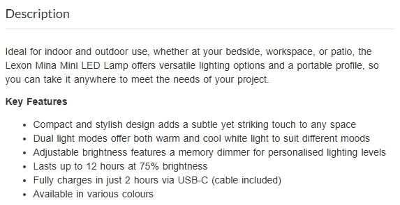 Lexon Mina Mini LED Lamp - Pink