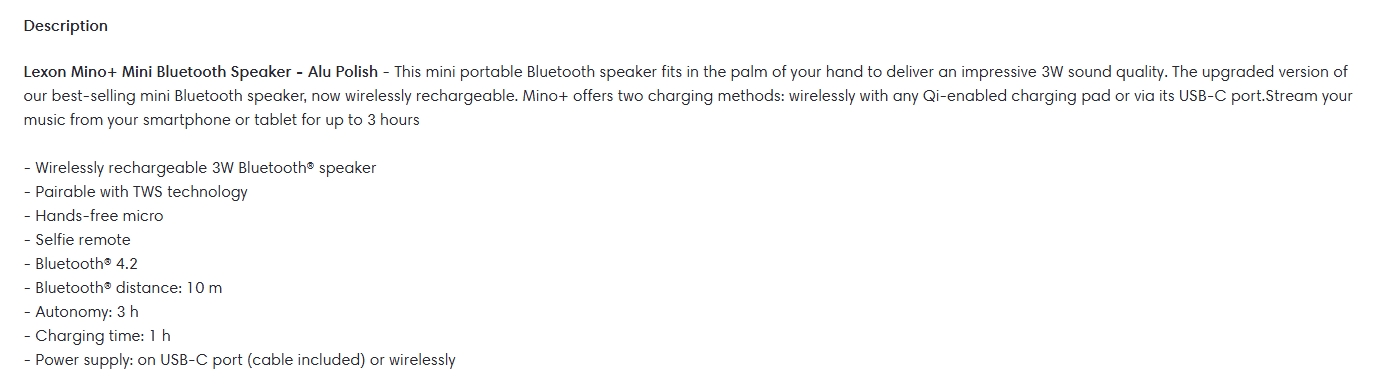 Lexon Mino+ Mini Bluetooth Speaker - Alu Polish
