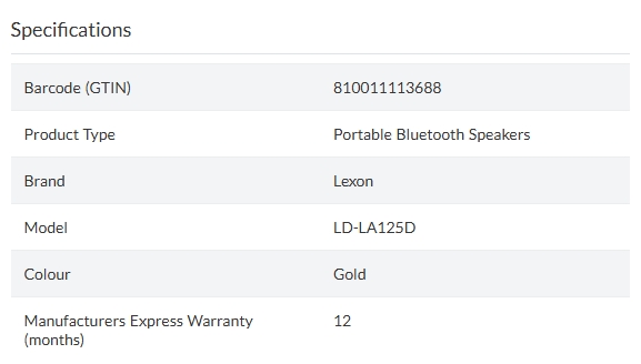 Lexon Mino+ Mini Bluetooth Speaker - Gold