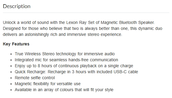 Lexon Ray Set Of Magnetic Bluetooth Speakers - Blue