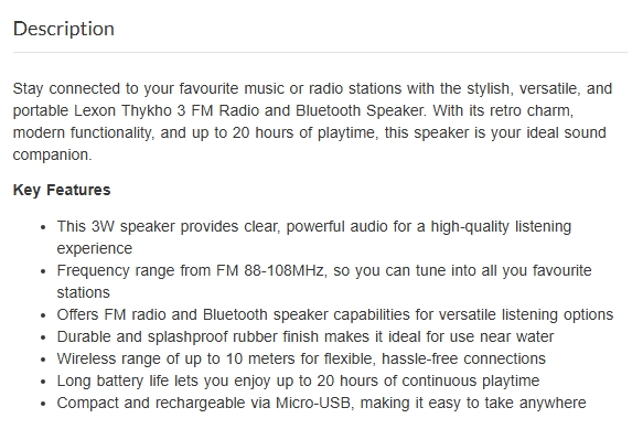 Lexon Thykho 3 FM Radio & Bluetooth Speaker - Dark Blue