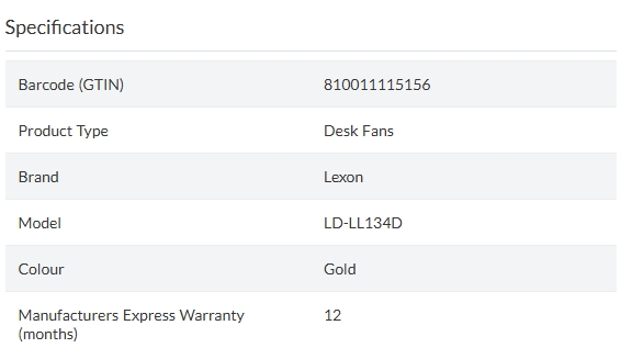 Lexon Wino Mini Portable Fan - Gold