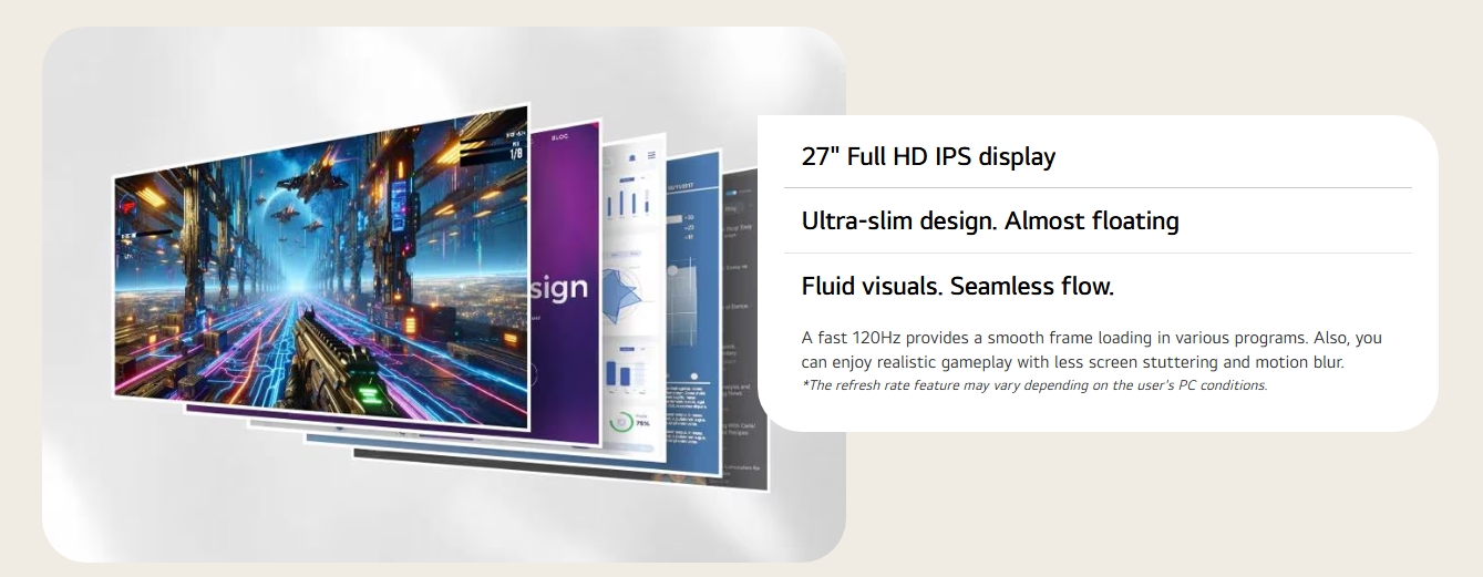 LG 27BF410B-B 27" 120Hz FHD 1ms HDR10 IPS Monitor