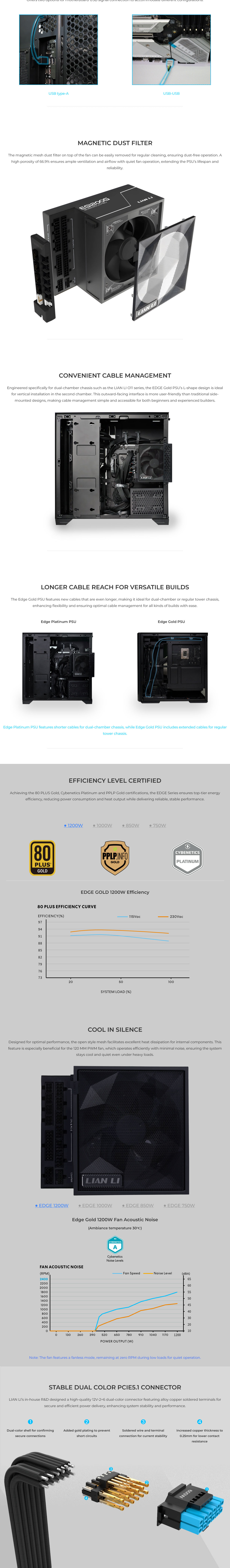 Lian Li Edge Modular 1200W Gold Fully Modular Power Supply - Black
