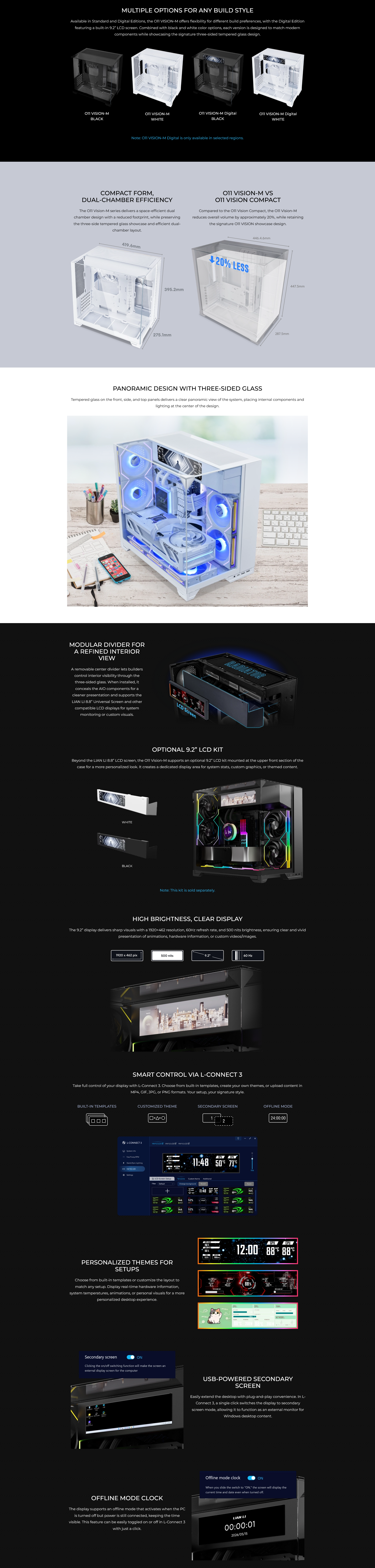 Lian Li O11 Vision-M Compact Tempered Glass Mini-ITX/mATX Case - Black