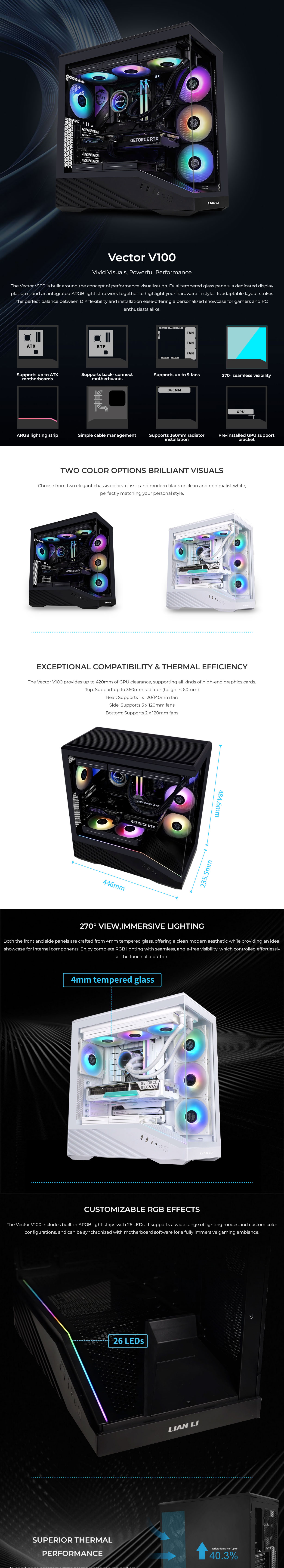 Lian Li V100X Tempered Glass Mid Tower Case - Black