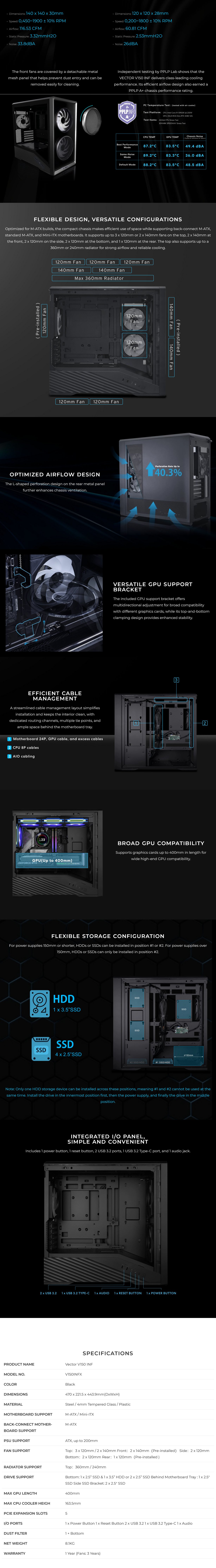 Lian Li Vector V150 INF Tempered Glass ATX Mid-Tower Case