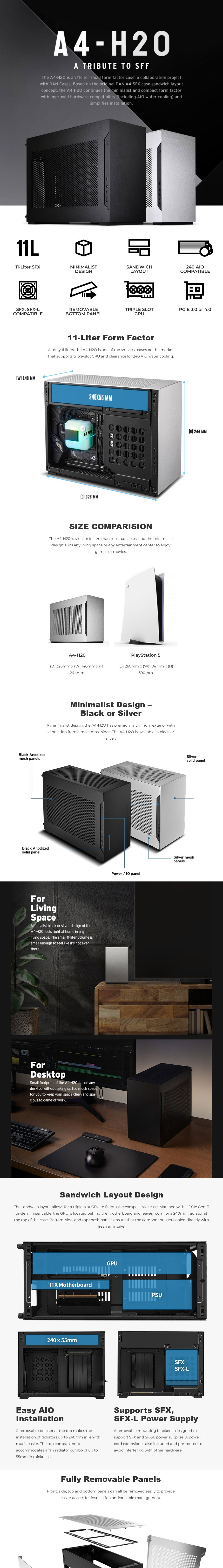 Lian-Li A4H2O Aluminium Mesh Mini-ITX Case - Black
