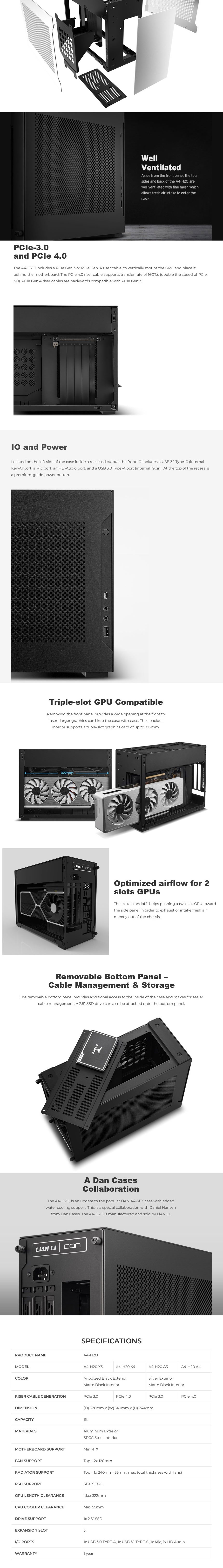 Lian-Li A4H2O Aluminium Mesh Mini-ITX Case - Black