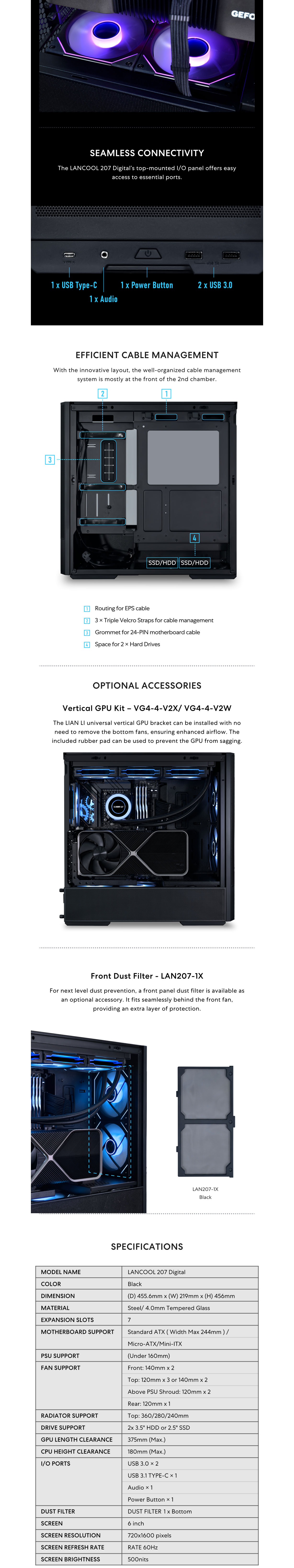 Lian-Li LANCOOL 207 Digital Mesh Mid-Tower ATX Case