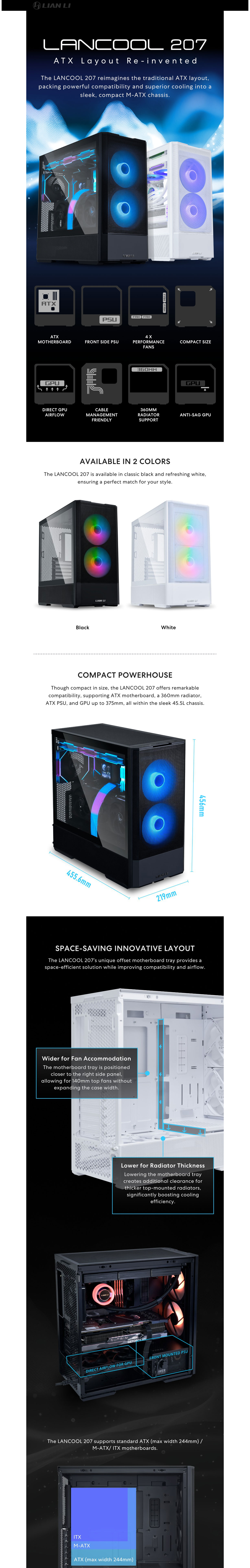 Lian-Li Lancool 207 Tempered Glass RGB ATX Mid-Tower Case - Black