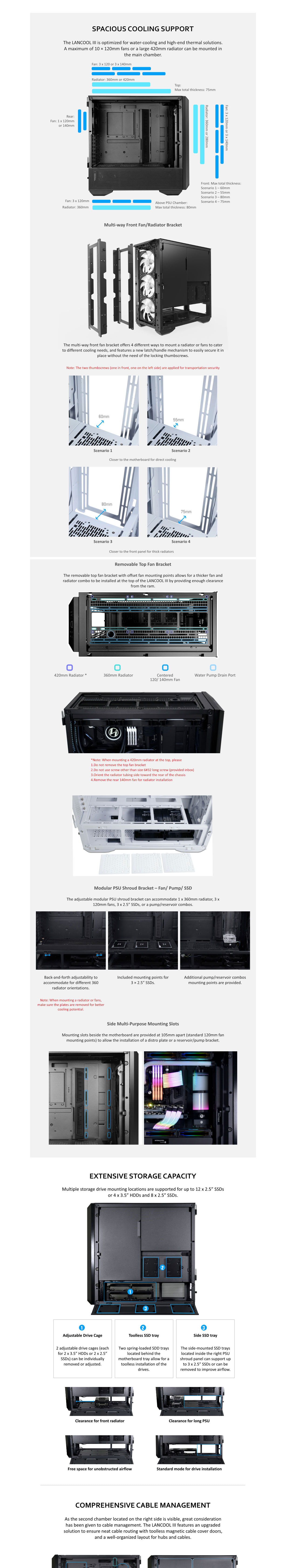 Lian-Li LanCool III Tempered Glass E-ATX Mid-Tower Case - Black