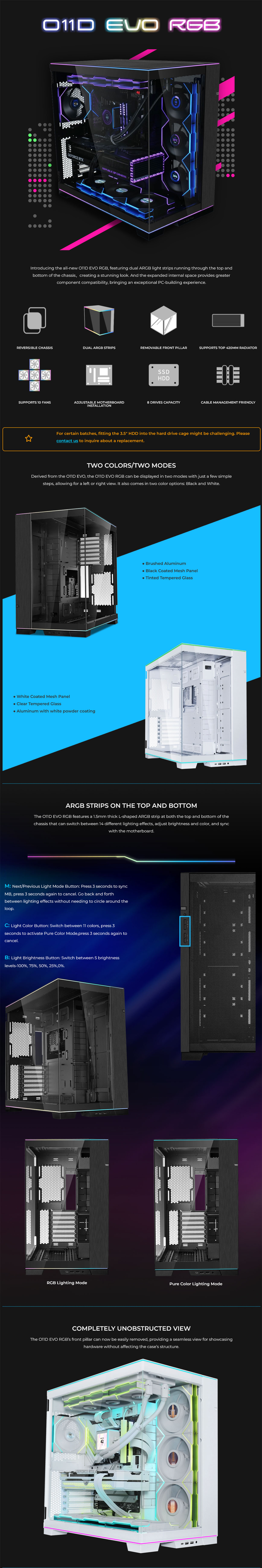 Lian-Li O11D EVO RGB Tempered Glass E-ATX Case - Black