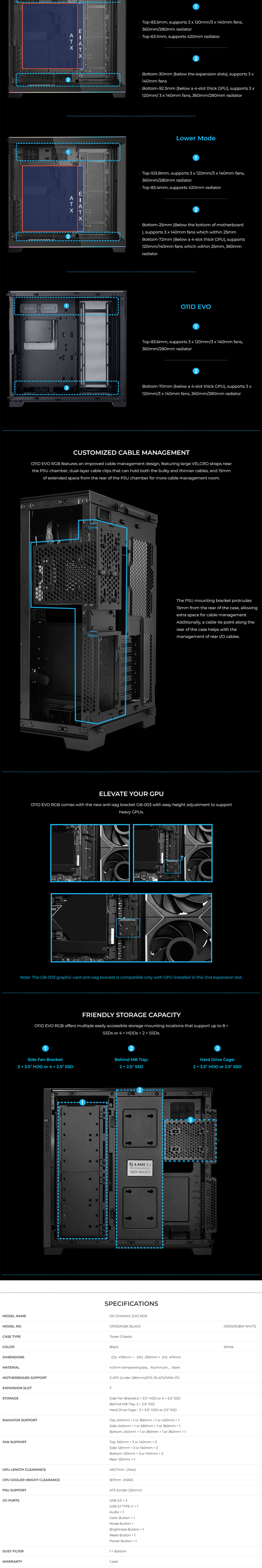 Lian-Li O11D EVO RGB Tempered Glass E-ATX Case - White