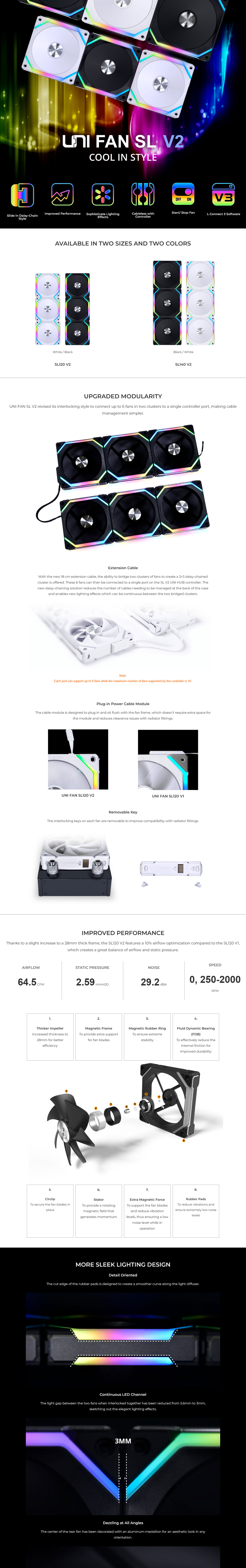 Lian-Li SLV2-1 UNI 140mm ARGB PWM Case Fan - White