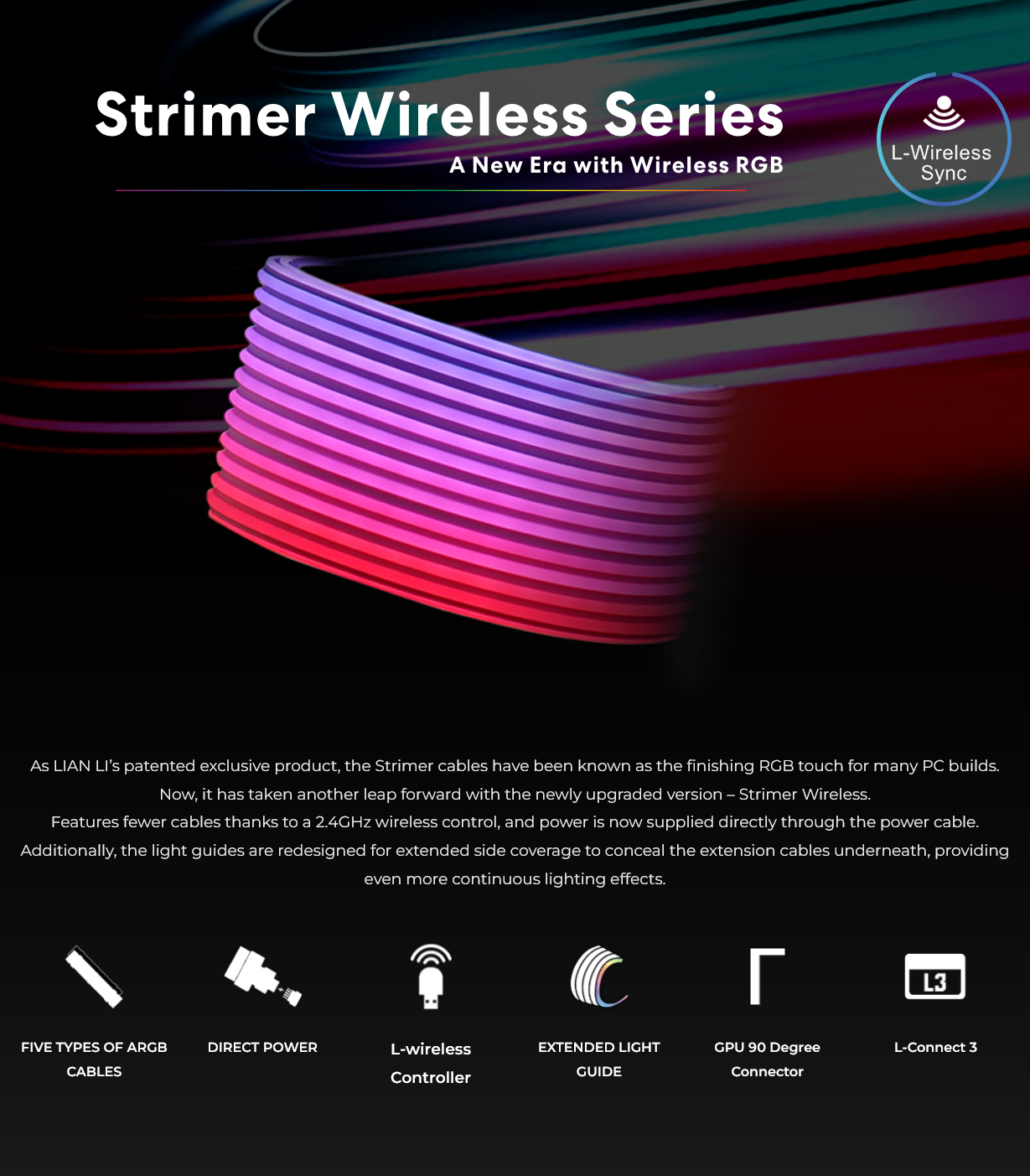 Lian-Li Strimer Wireless 12+4 Pin ARGB Extension Cable